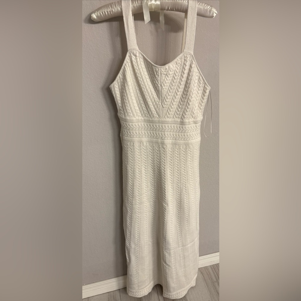 Haute Hippie NWOT Cotton Stitch Embroidered Ivory Sleeveless Dress Size Small
